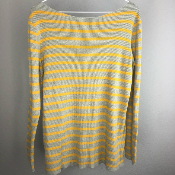 GAP Grey & Mustard Yellow Striped Long Sleeve Top - Picture 7 of 8